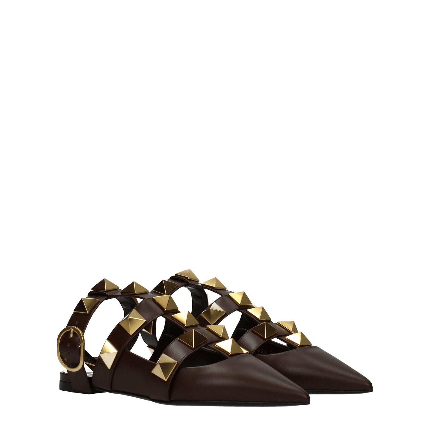 Valentino Garavani – Flache Sandalen aus braunem Leder