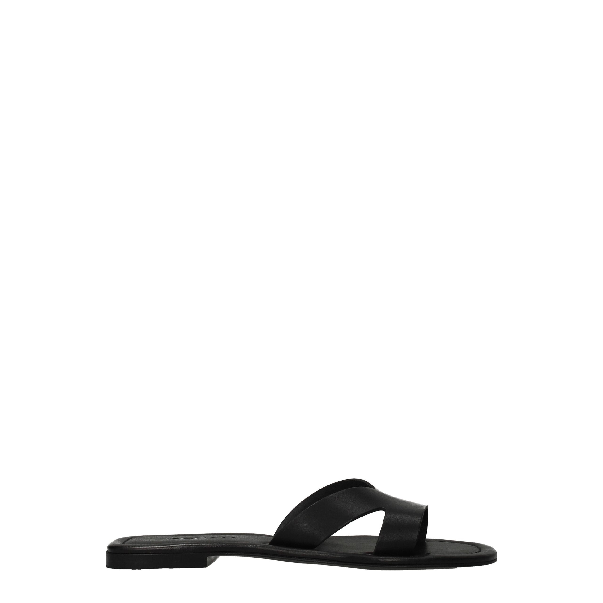 Sandales-chaussons en cuir noir