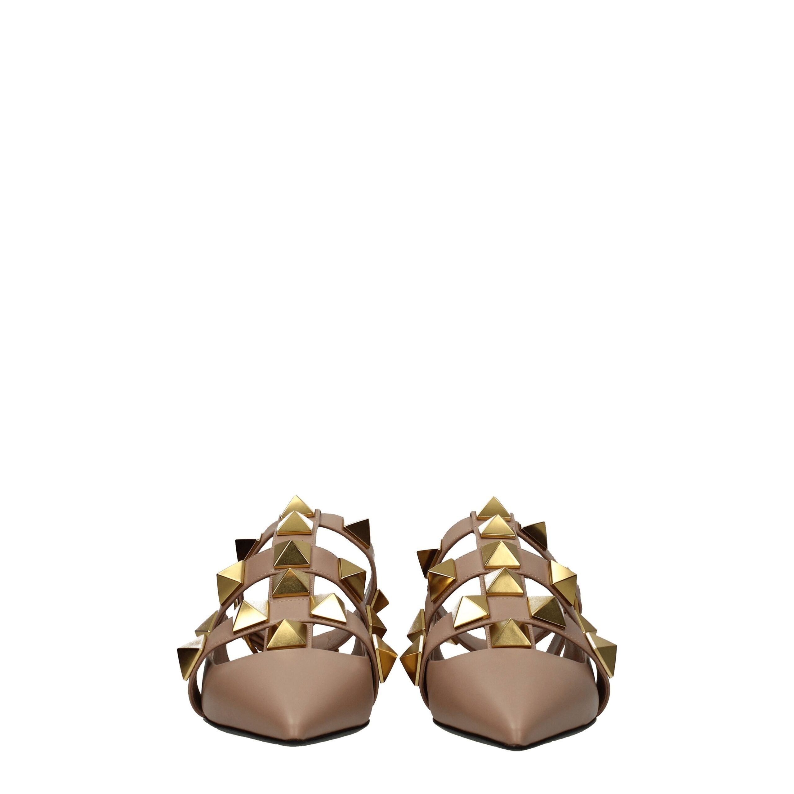 Sandales plates en cuir rose