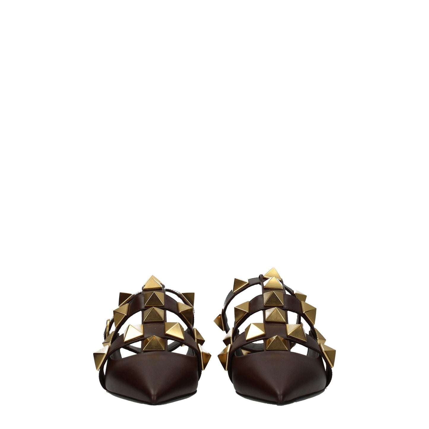 Valentino Garavani – Flache Sandalen aus braunem Leder