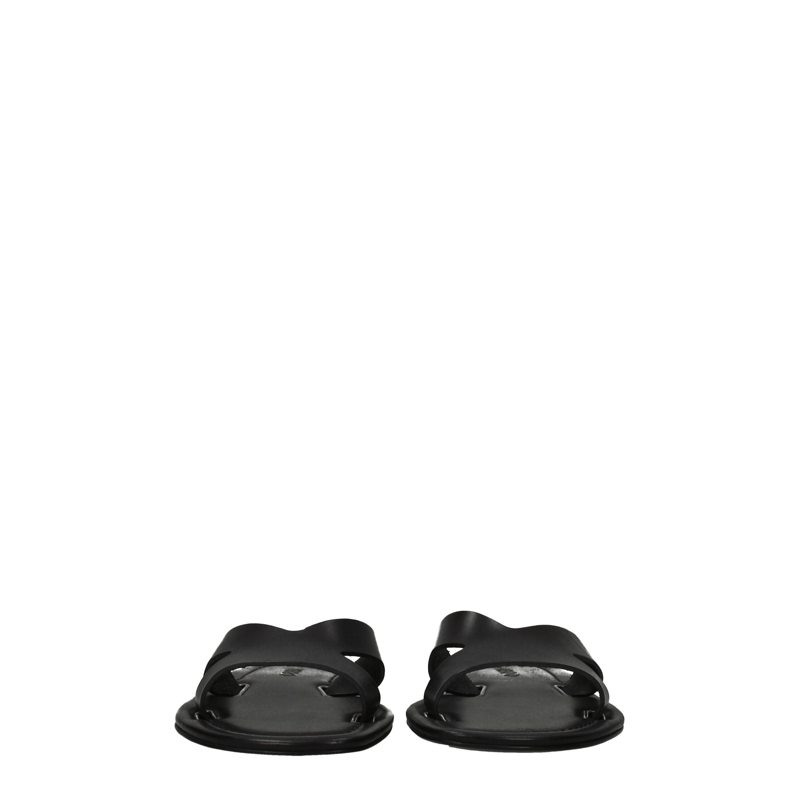 Sandales-chaussons en cuir noir