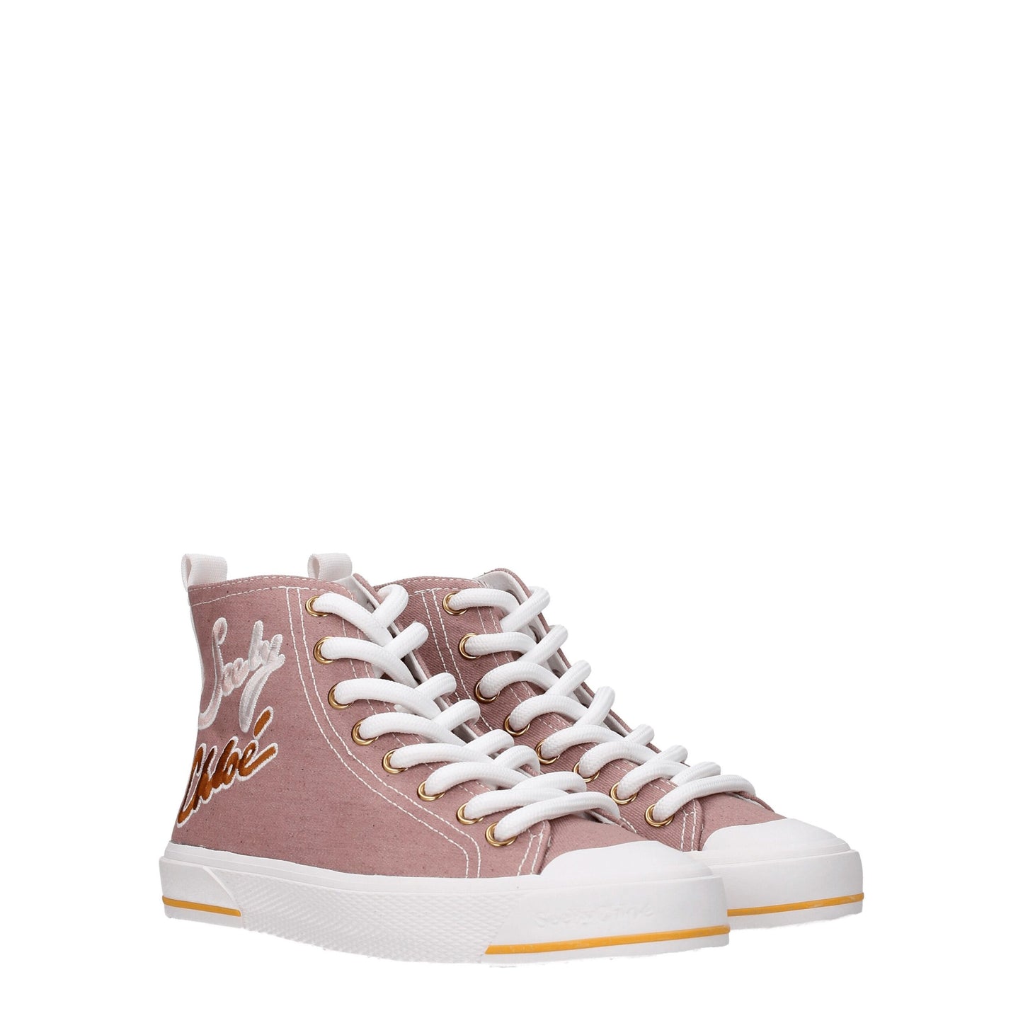 See By Chloé – Hohe Sneakers aus rosa Stoff