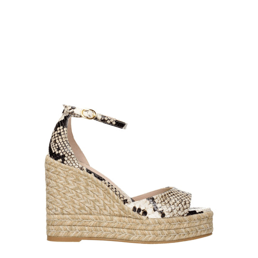 Stuart Weitzman – Beige Keilsandalen aus Leder