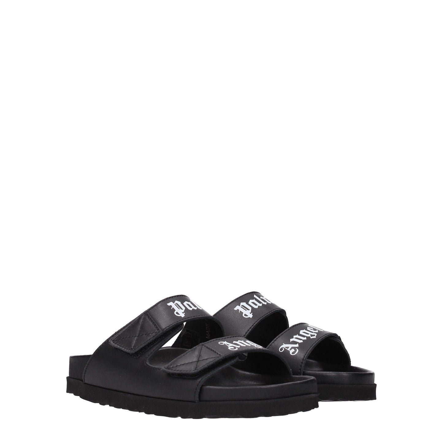Sandales chaussons en cuir noir Palm Angels