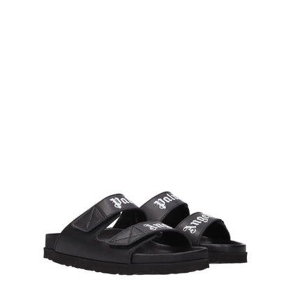 Sandales chaussons en cuir noir Palm Angels