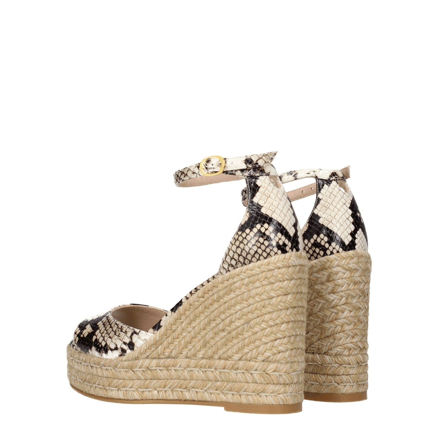 Stuart Weitzman – Beige Keilsandalen aus Leder