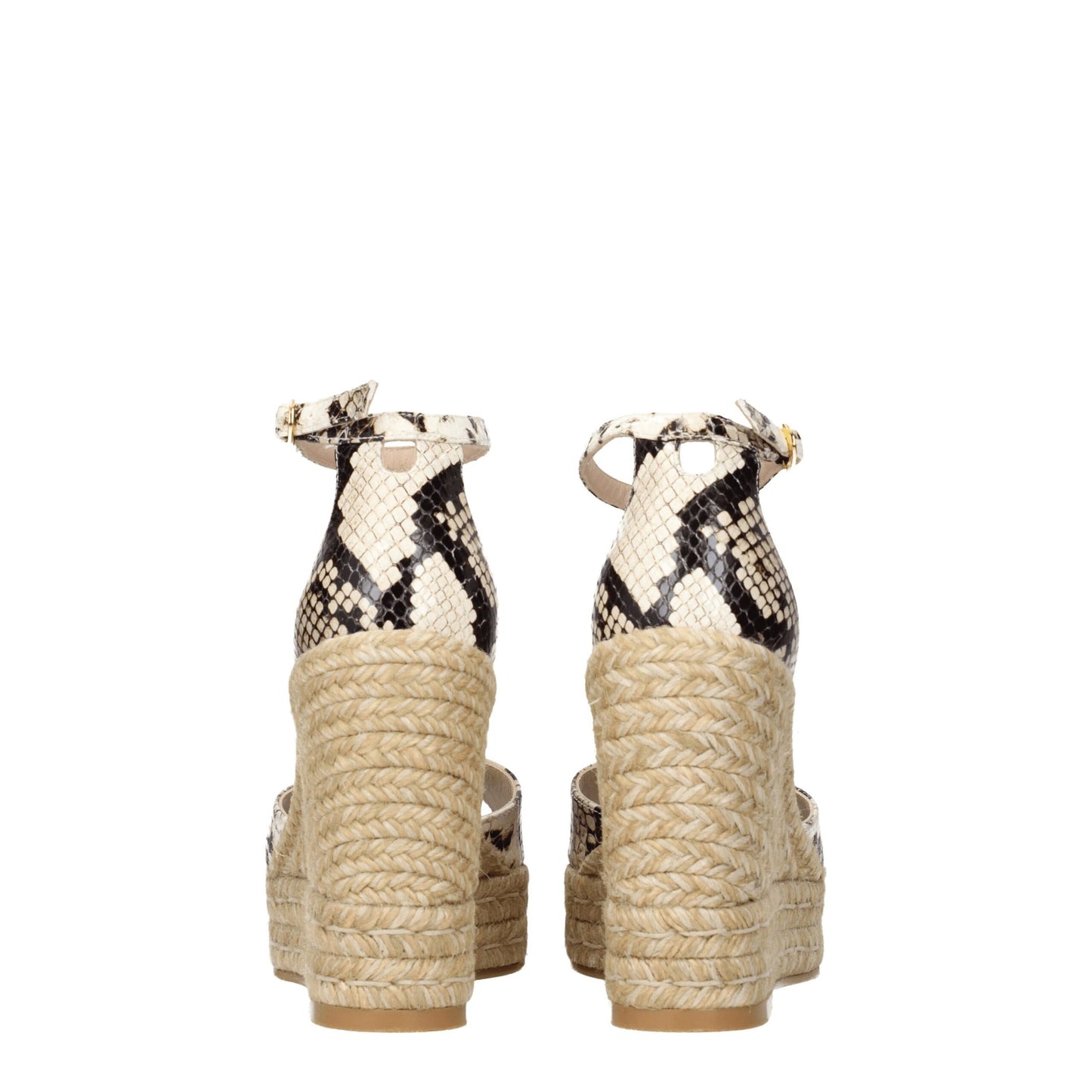 Stuart Weitzman – Beige Keilsandalen aus Leder