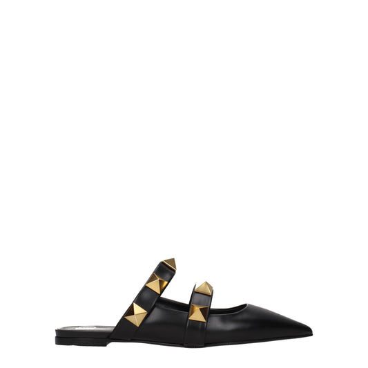 Mules en cuir noir Valentino Garavani