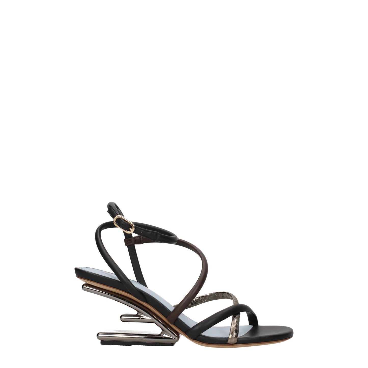 Fendi – Flache Sandalen aus mehrfarbigem Leder