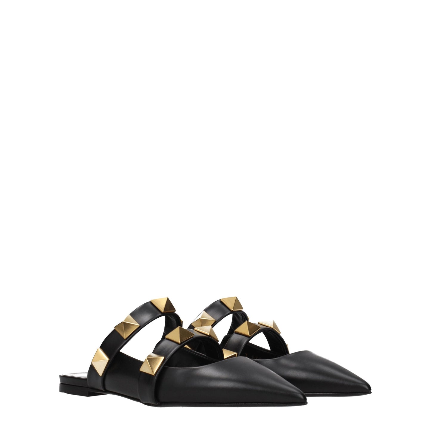 Mules en cuir noir Valentino Garavani