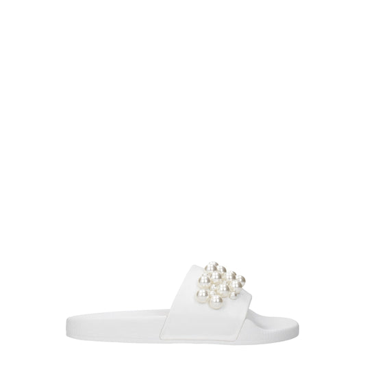 Stuart Weitzman – Weiße Leder-Slipper-Sandalen
