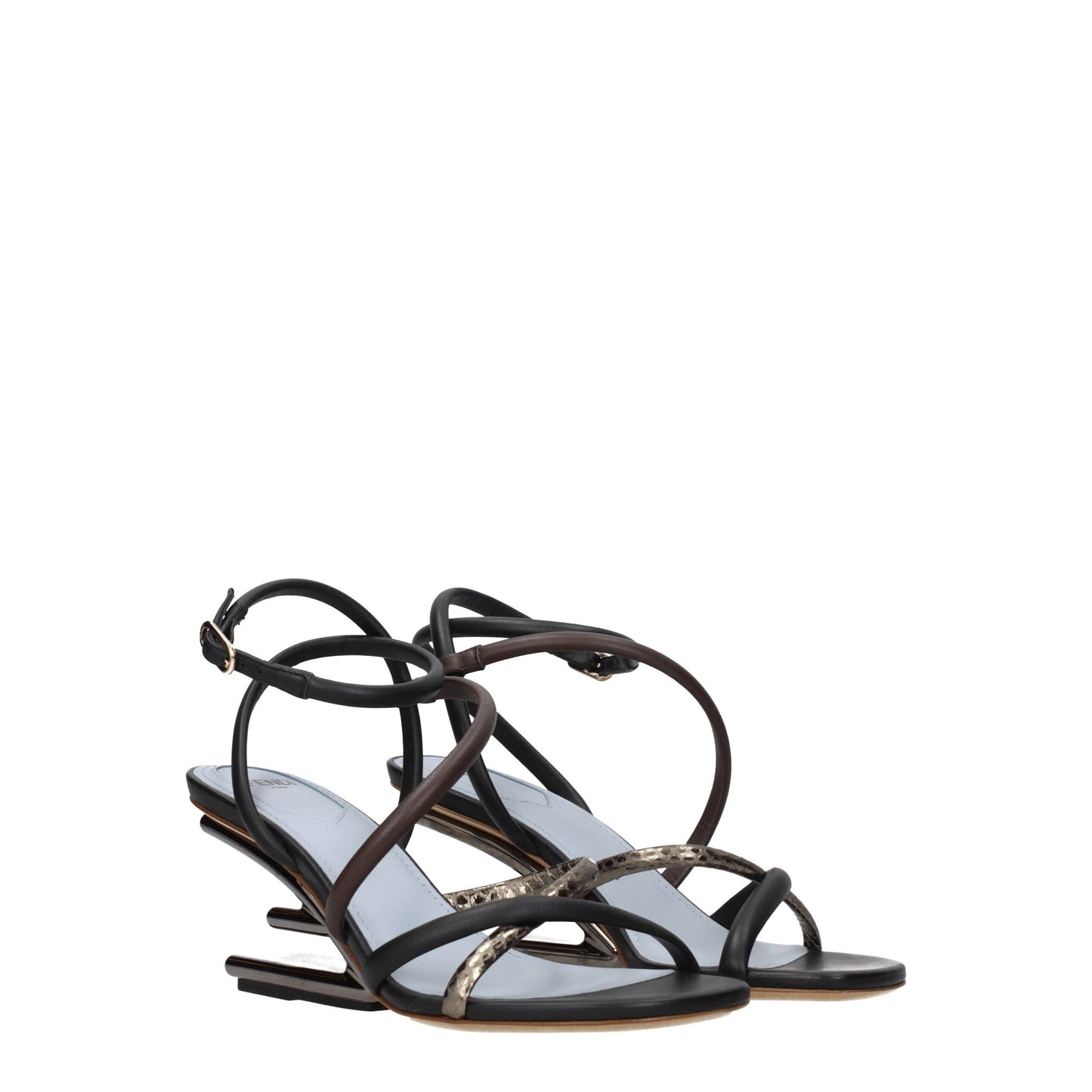 Fendi – Flache Sandalen aus mehrfarbigem Leder
