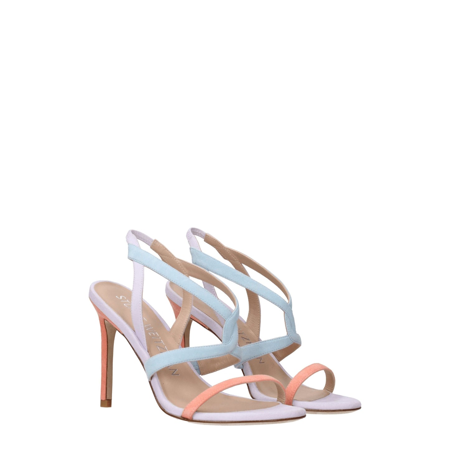 Stuart Weitzman – Mehrfarbige Sandalen aus Leder mit Stilettoabsatz