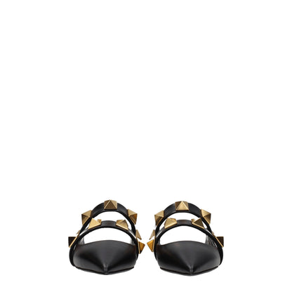 Mules en cuir noir Valentino Garavani