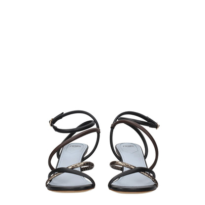 Fendi – Flache Sandalen aus mehrfarbigem Leder