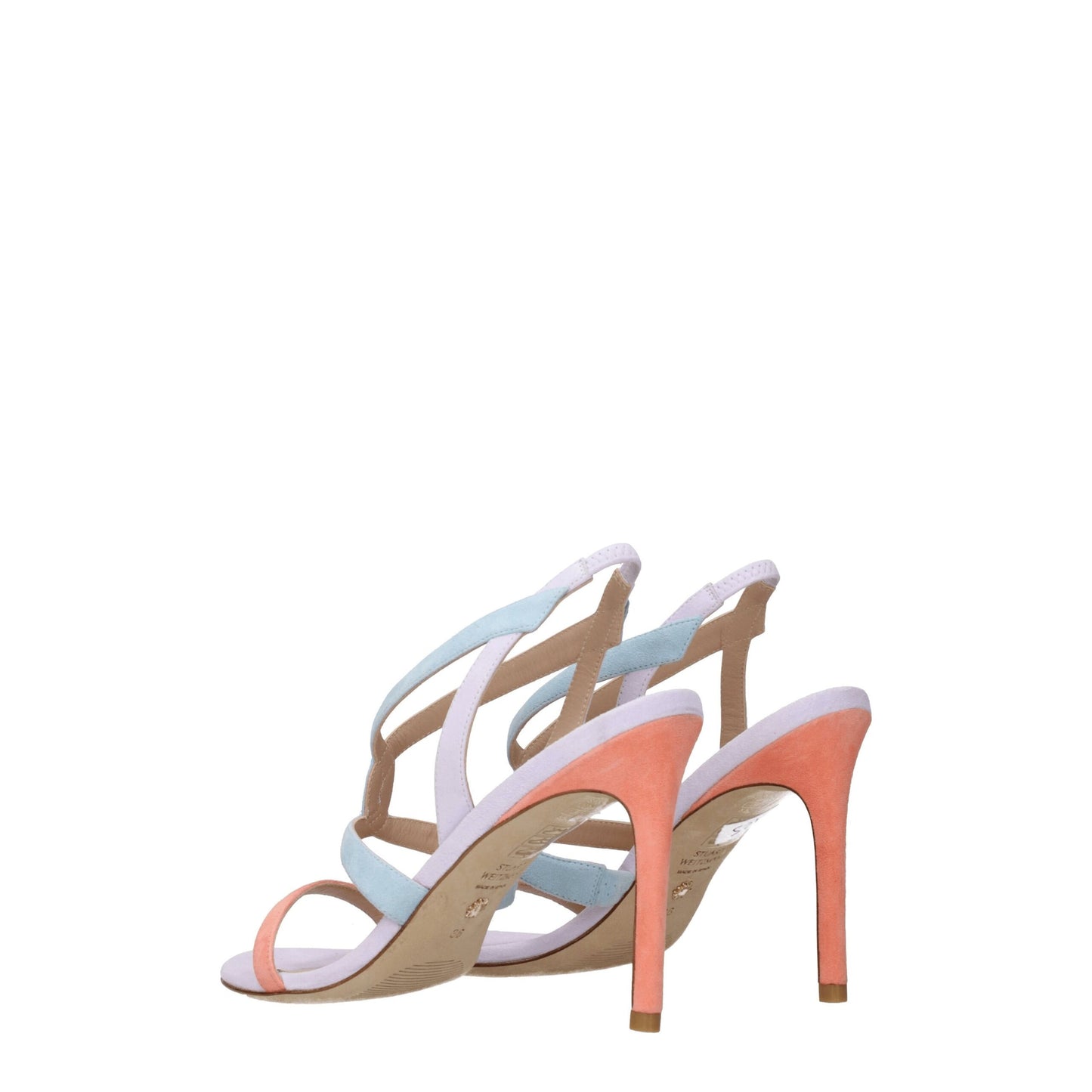 Stuart Weitzman – Mehrfarbige Sandalen aus Leder mit Stilettoabsatz
