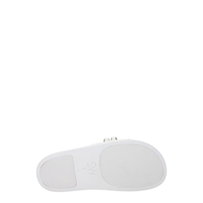 Stuart Weitzman – Weiße Leder-Slipper-Sandalen