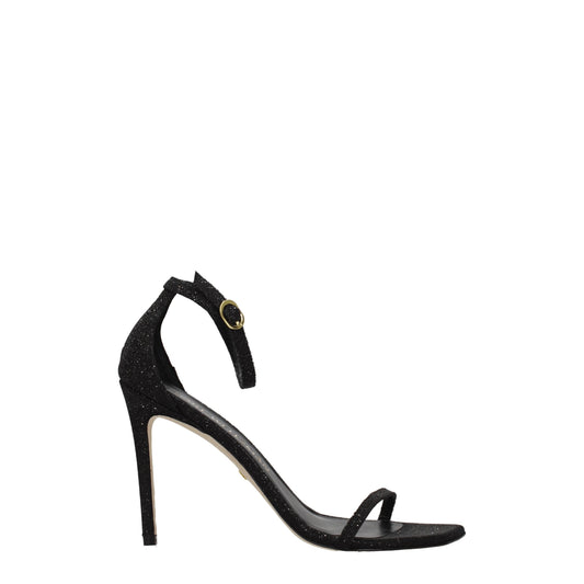 Stuart Weitzman – Schwarze Sandalen mit Stilettoabsatz und Kristallen