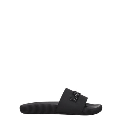 Sandales chaussons en coton noir Lanvin