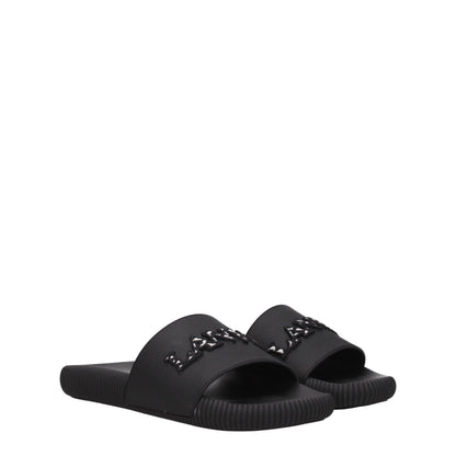 Sandales chaussons en coton noir Lanvin