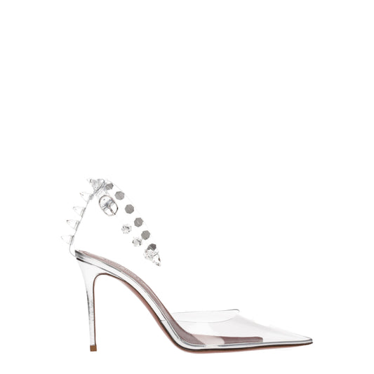 Amina Muaddi Transparente PVC-Pumps mit hohem Absatz
