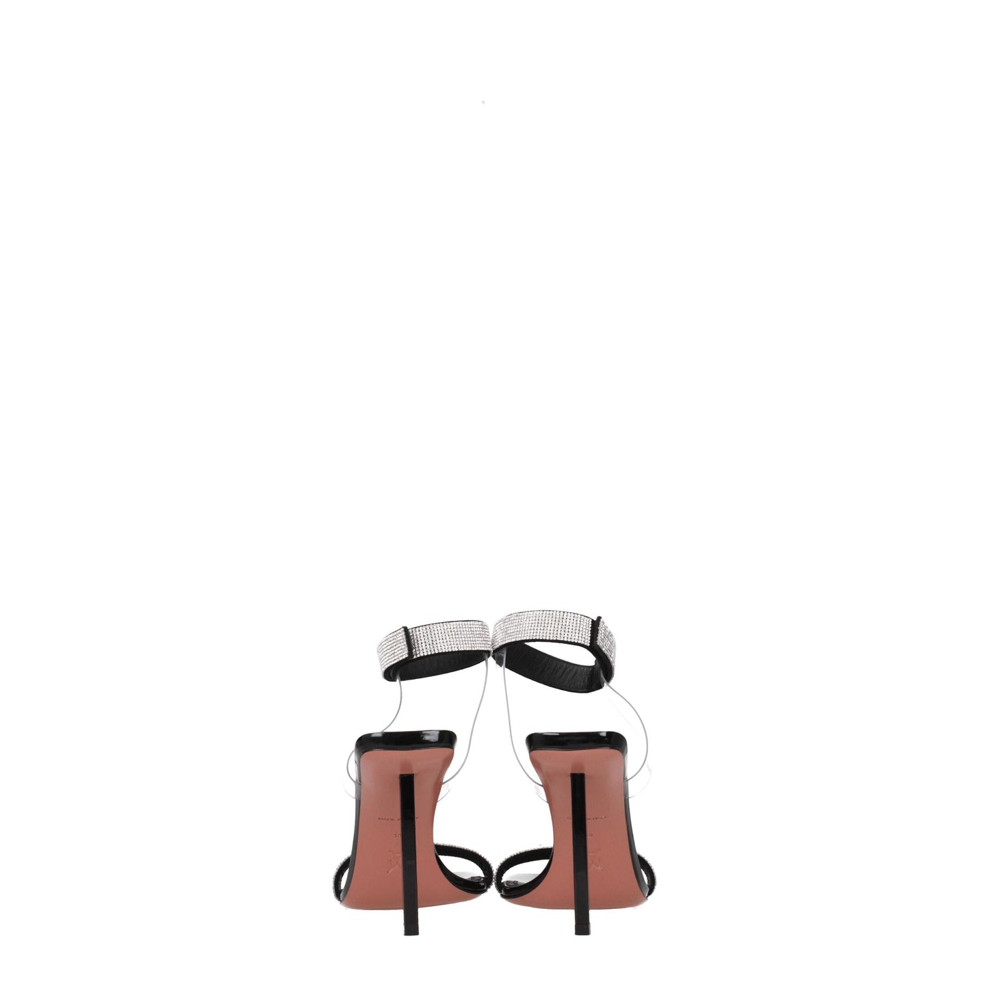 Amina Muaddi – Schwarze Sandalen mit Stilettoabsatz und Kristallen