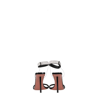 Amina Muaddi – Schwarze Sandalen mit Stilettoabsatz und Kristallen