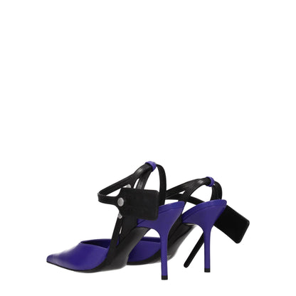 Escarpins à talons hauts en cuir violet blanc cassé