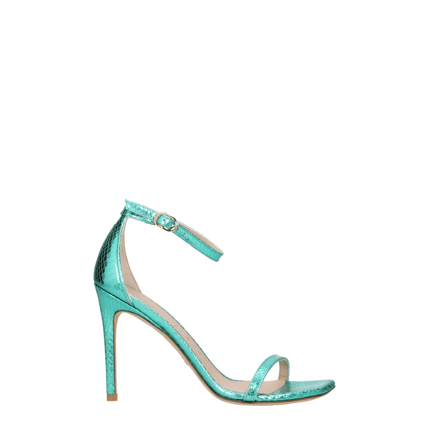 Stuart Weitzman Grüne Ledersandalen mit Stilettoabsatz