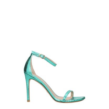 Stuart Weitzman Grüne Ledersandalen mit Stilettoabsatz