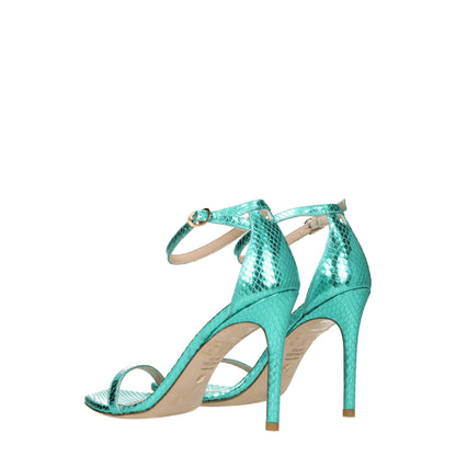Stuart Weitzman Grüne Ledersandalen mit Stilettoabsatz