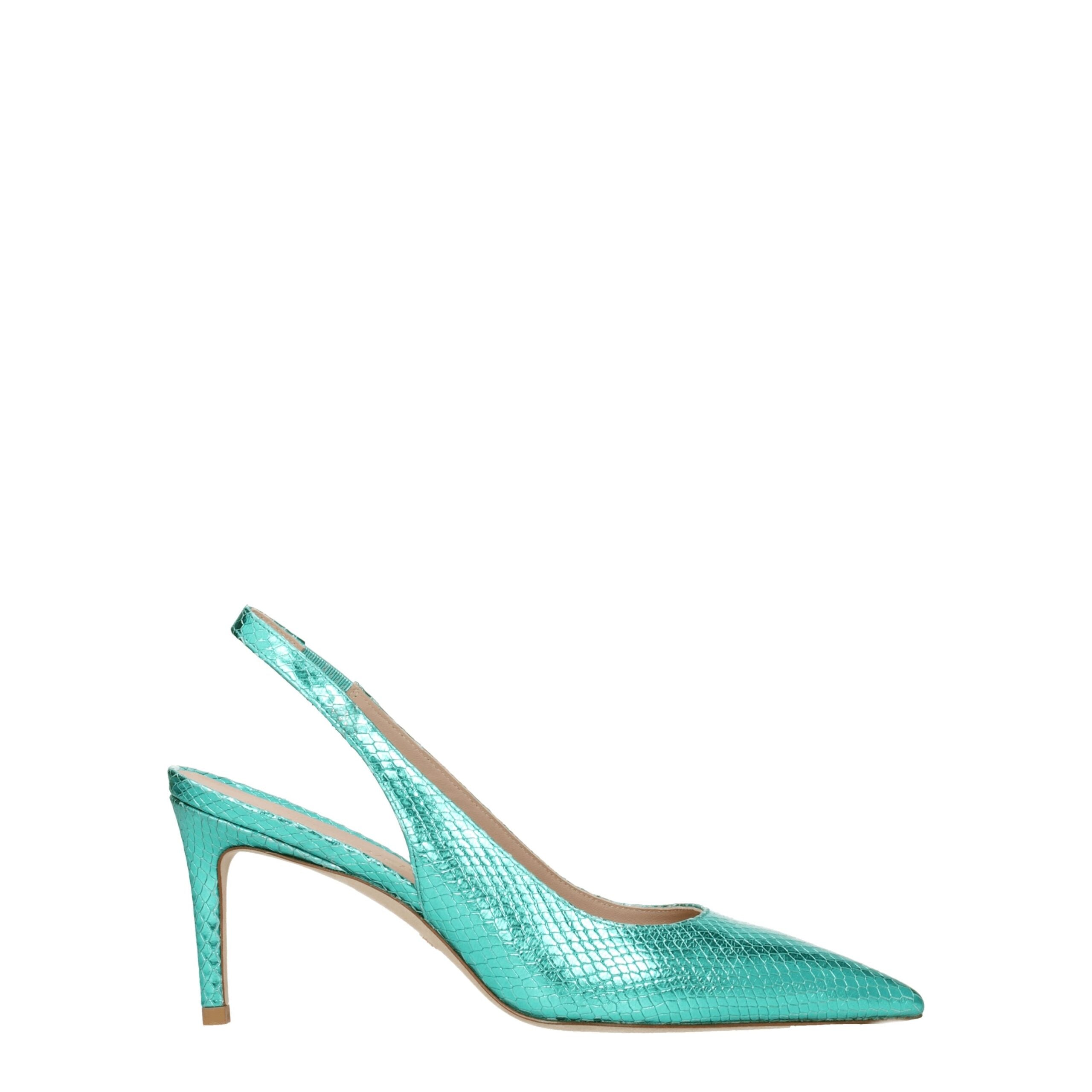 Escarpins à talons hauts en cuir vert Stuart Weitzman