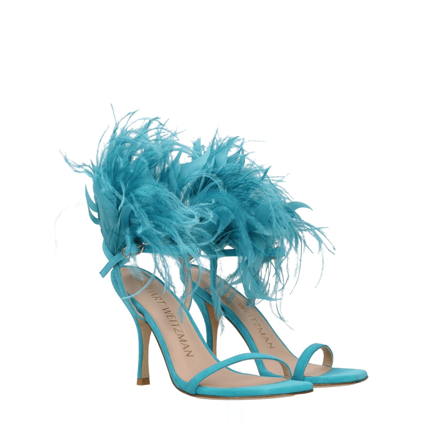 Stuart Weitzman Grüne Ledersandalen mit Stilettoabsatz