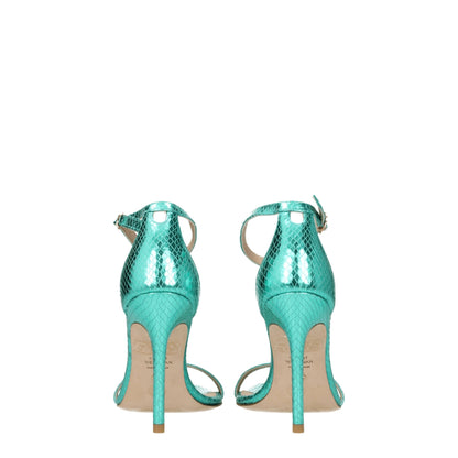 Stuart Weitzman Grüne Ledersandalen mit Stilettoabsatz