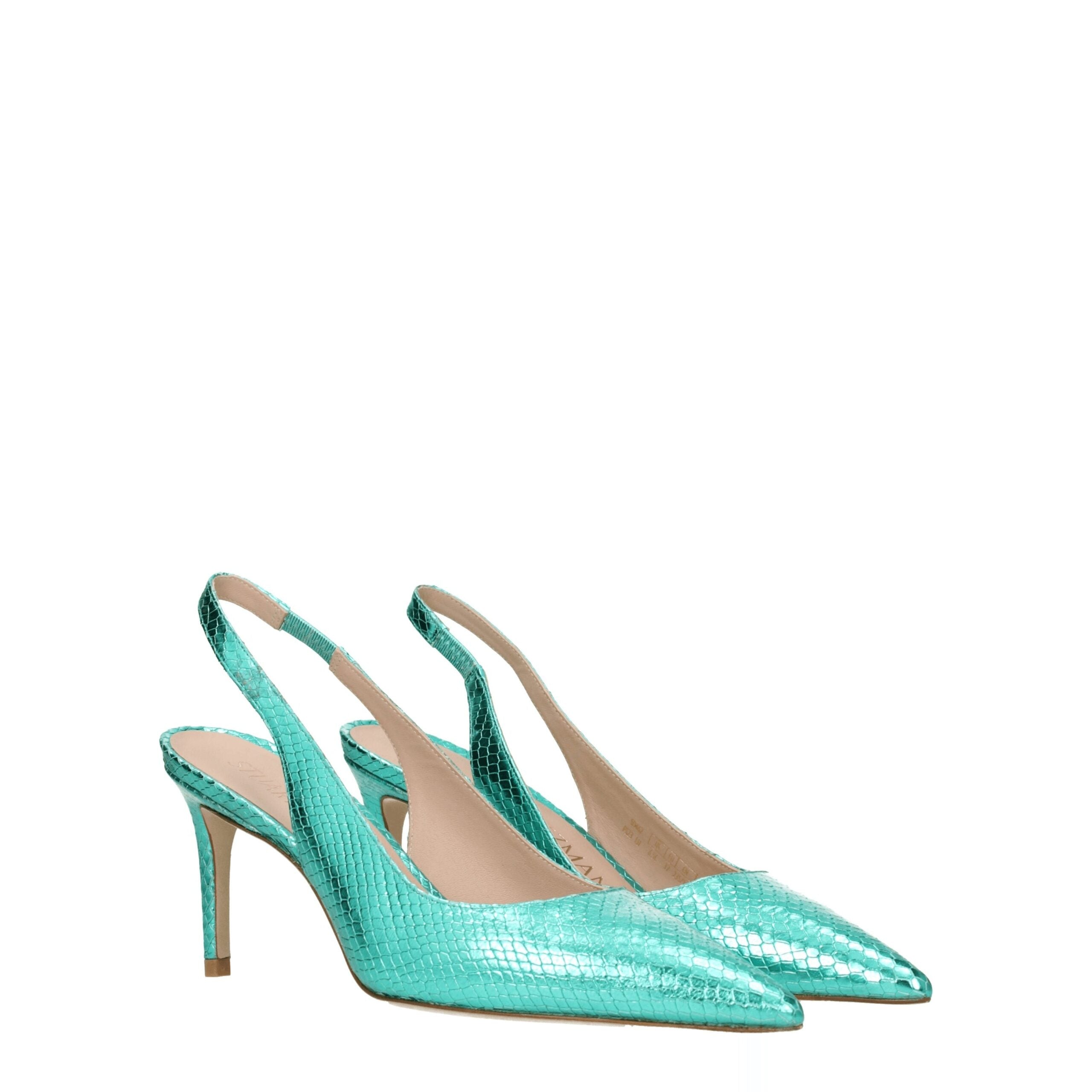 Escarpins à talons hauts en cuir vert Stuart Weitzman