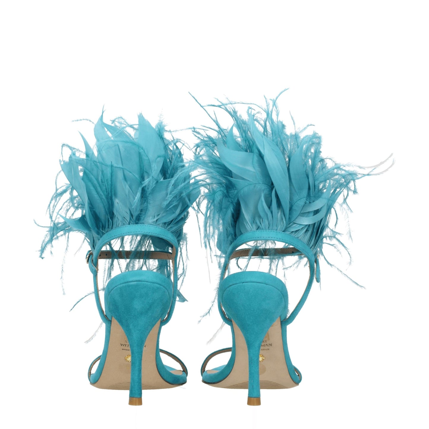Stuart Weitzman Grüne Ledersandalen mit Stilettoabsatz