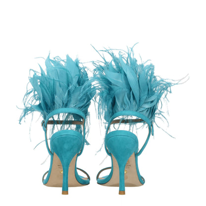 Stuart Weitzman Grüne Ledersandalen mit Stilettoabsatz