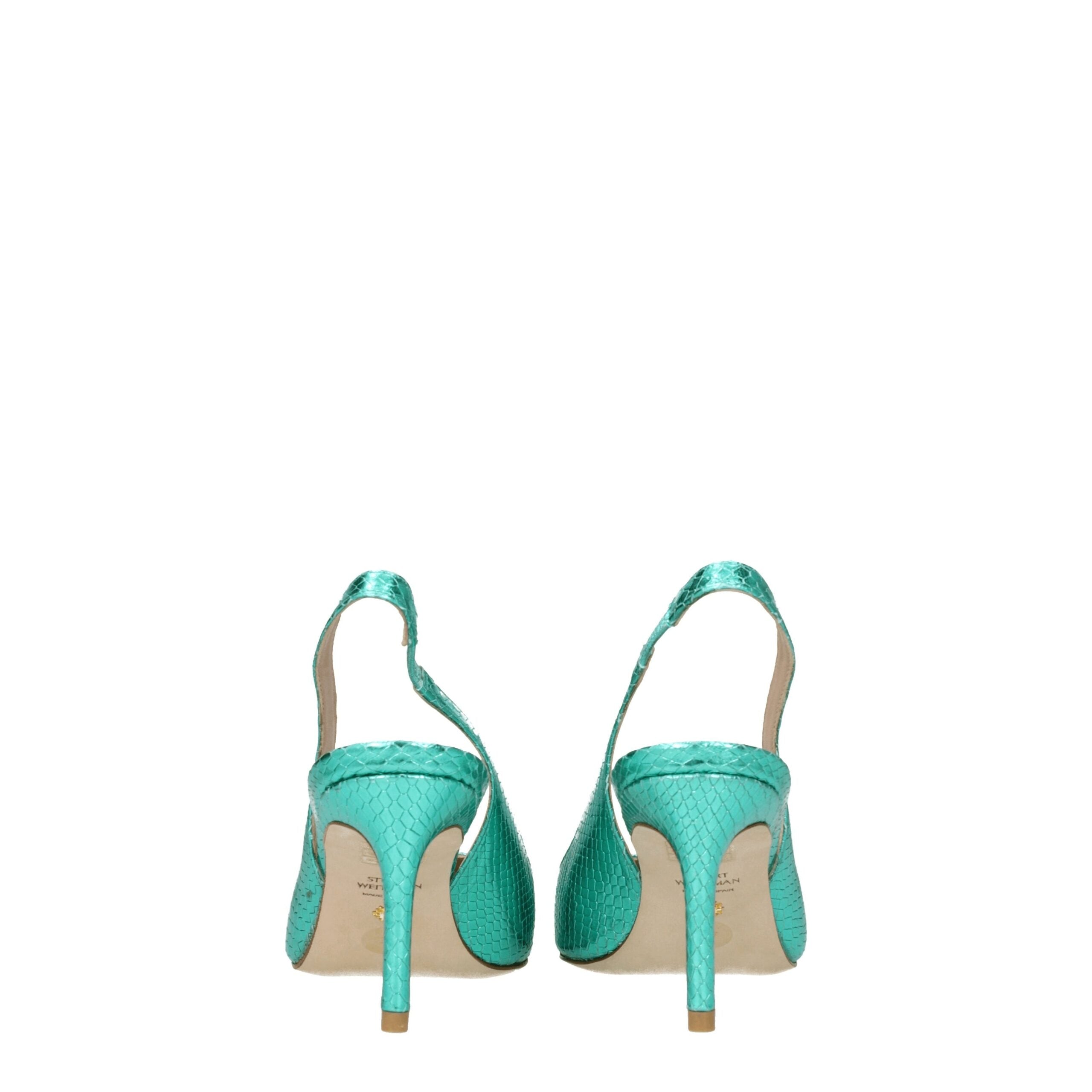 Escarpins à talons hauts en cuir vert Stuart Weitzman