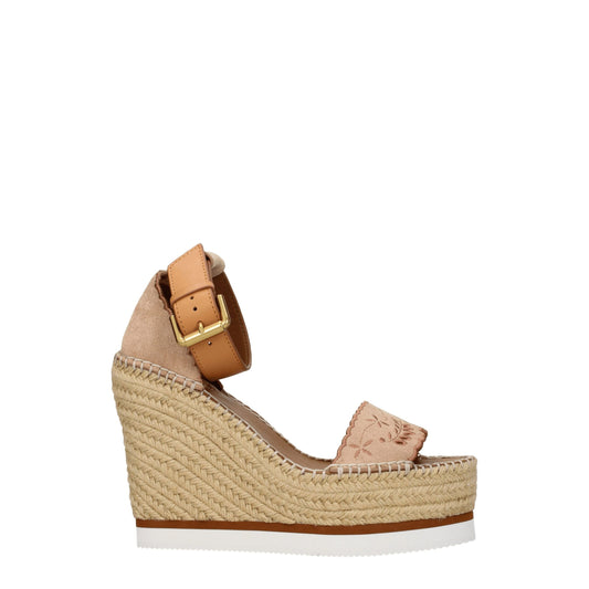 See By Chloé Beige Keilsandalen aus Leder