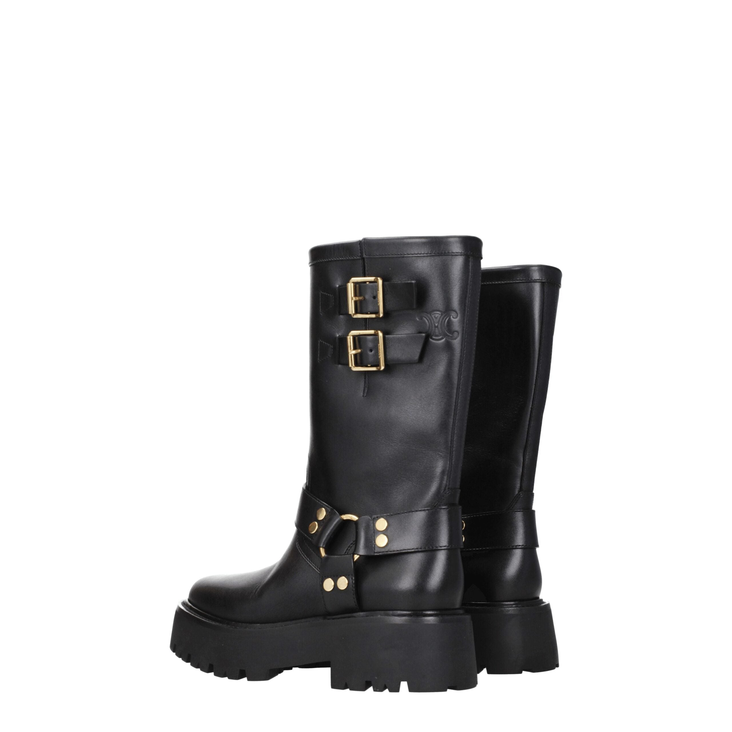 Bottines en cuir doré Céline