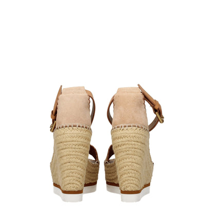 See By Chloé Beige Keilsandalen aus Leder