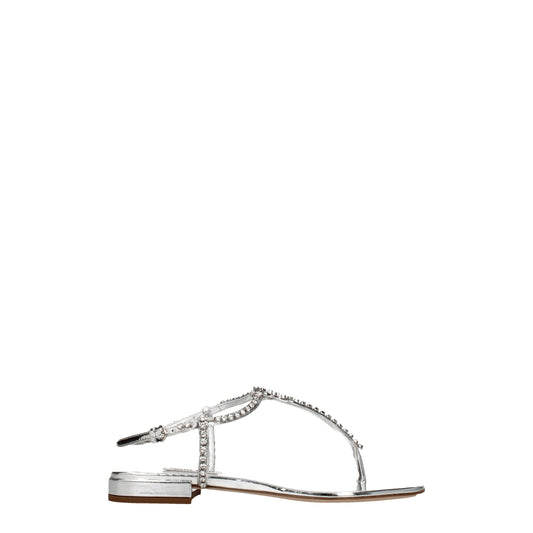 Miu Miu – Graue Flip-Flop-Sandalen aus Leder