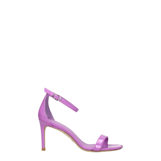 Stuart Weitzman Lila Ledersandalen mit Stilettoabsatz