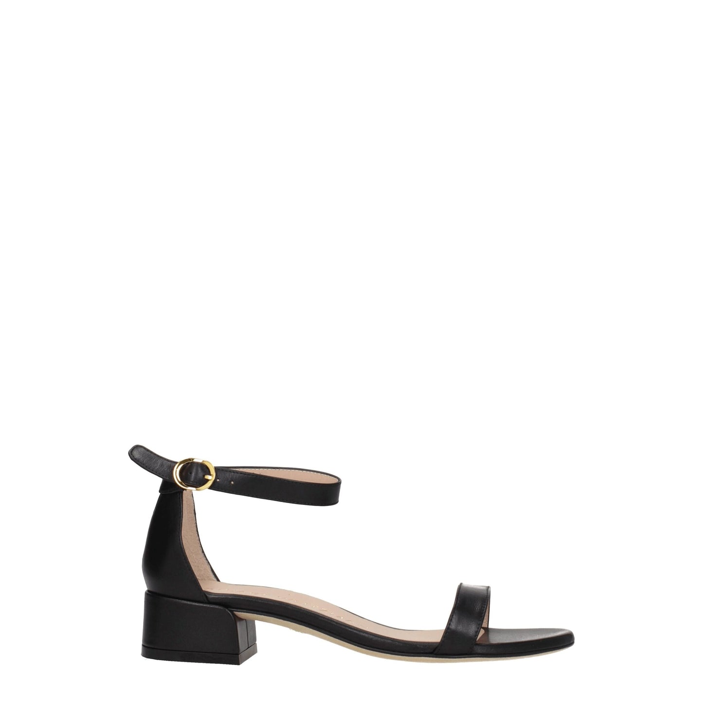 Stuart Weitzman – Flache Sandalen aus schwarzem Leder