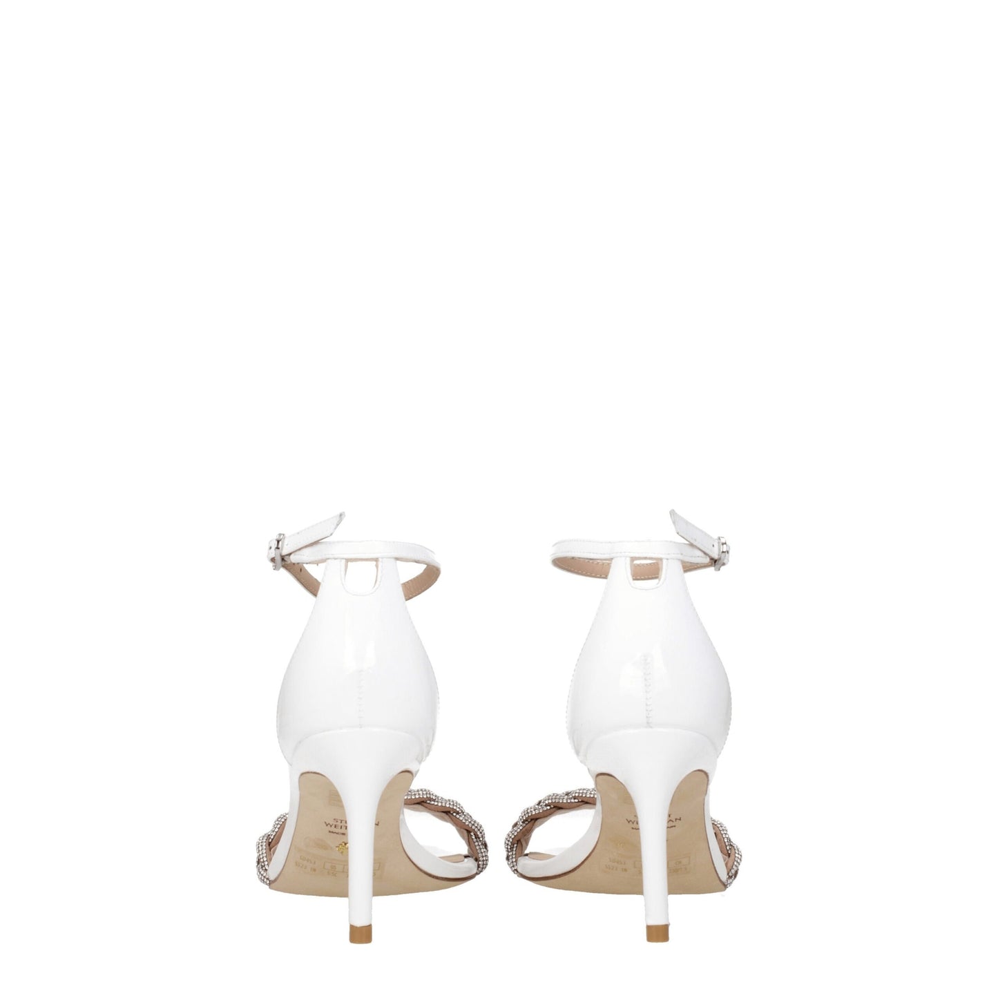Stuart Weitzman – Weiße Sandalen aus Leder mit Stilettoabsatz