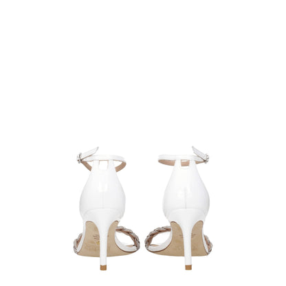 Stuart Weitzman – Weiße Sandalen aus Leder mit Stilettoabsatz