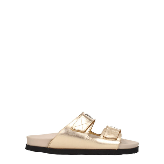 Palm Angels – Hausschuhe aus goldenem Leder