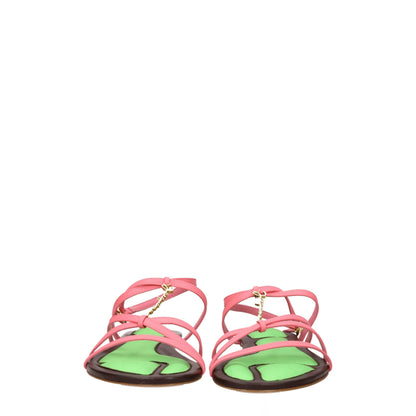 Jacquemus, Rosa, flache Ledersandalen