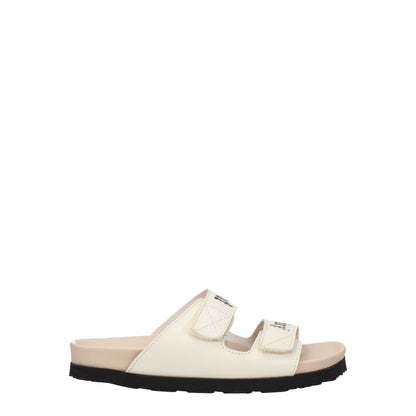 Sandales plates en cuir beige Palm Angels