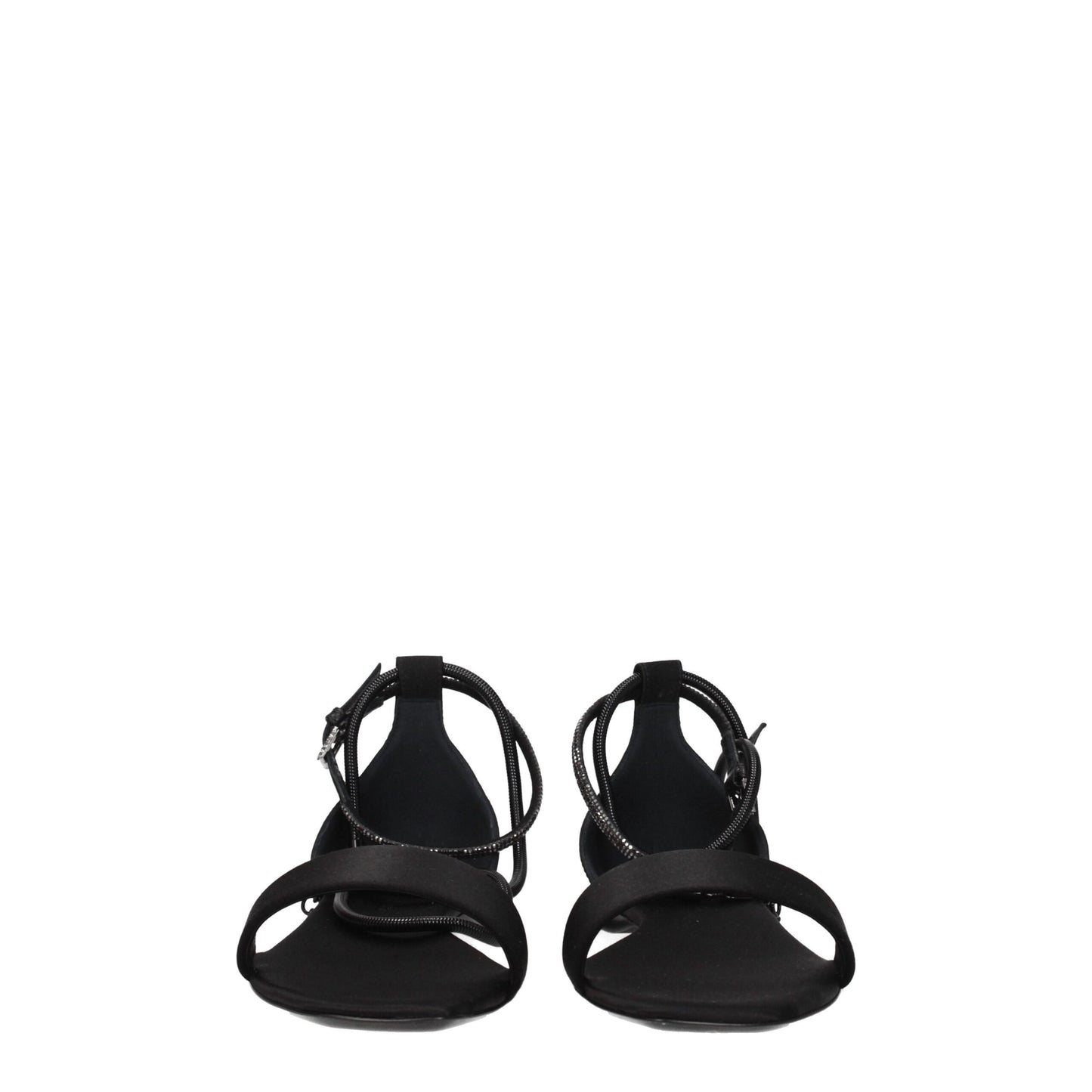 Max Mara – Flache Sandalen aus schwarzem Satin